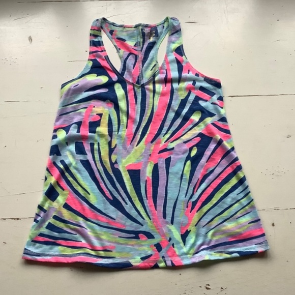 LILLY PULITZER Anisa Sea Dreamin racerback Luxletic tank top XS - Picture 2 of 3